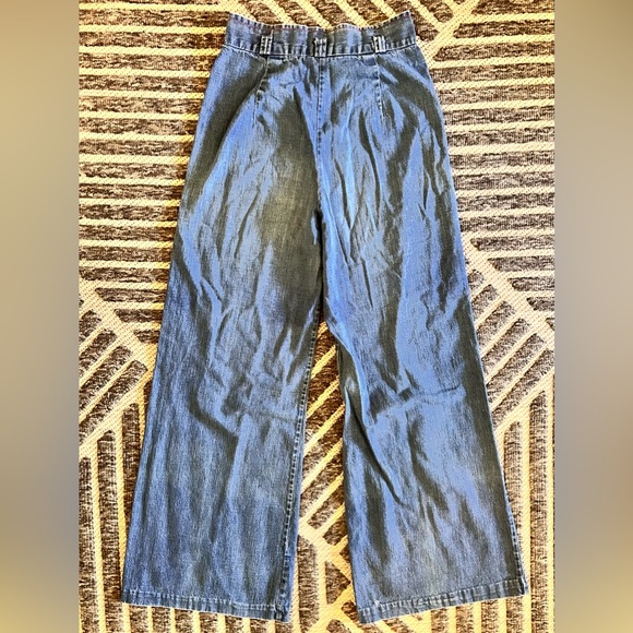Vintage 1970s 70s Wide Leg Bell Bottom Denim Jeans Small Pics for Measurements - Picture 5 of 12